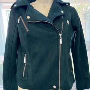 Jou Jou Teal Faux Leather Biker Jacket